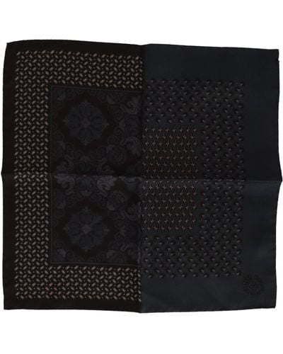 Dolce & Gabbana Multicolor Patterned Silk Pocket Square Handkerchief - Black
