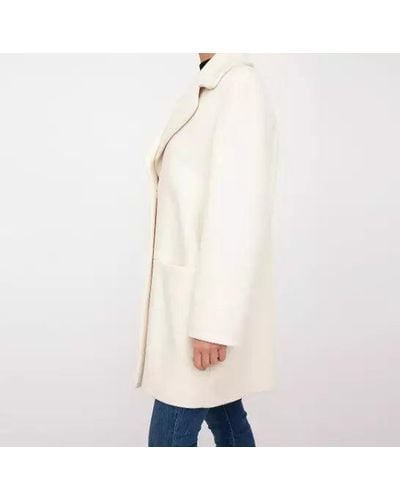 Love Moschino Elegant Long Wool-blend Coat With Embroidery - White