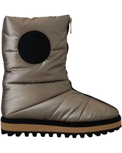 Dolce & Gabbana Platino Mid Calf Designer Boots - Brown