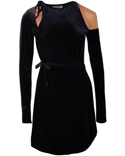 Versace Velvet Cut-Out Asymmetric Dress - Black