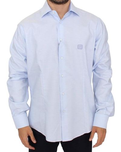 Cavalli Elegant Light Italian Cotton Shirt - Blue