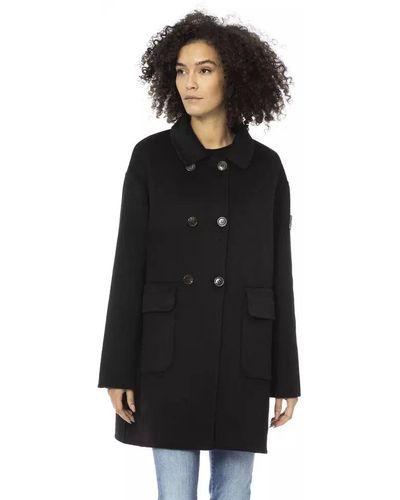 Baldinini Elegant Long Wool-Blend Coat - Black