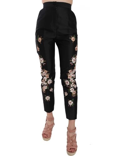 Pure Linen emerald embroidered Pant for Woman