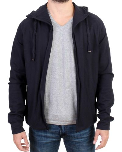 CoSTUME NATIONAL Hooded Cotton Sweater - Blue