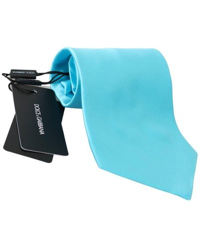 Dolce & Gabbana Light Wide Necktie Accessory 100% Silk Tie - Blue