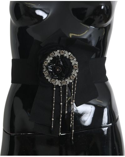 Dolce & Gabbana Elegant Crystal Waist Belt - Black