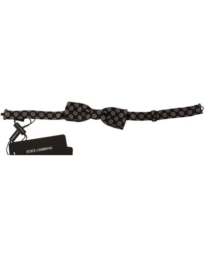 Dolce & Gabbana Brown Silk Polka Dot Jacquard Bow Tie Papillon - Black