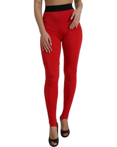 Dolce & Gabbana Elegant High Waist Legging Pant - Red