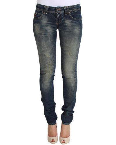 John Galliano Skinny Low Cotton Stretch Jeans Blue Sig30286