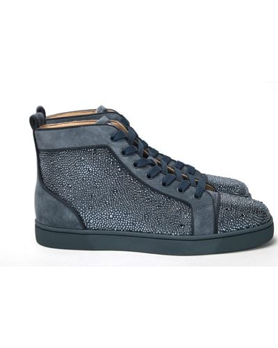 Christian Louboutin Louis Junior Spikes Sneaker Shoes - Blue