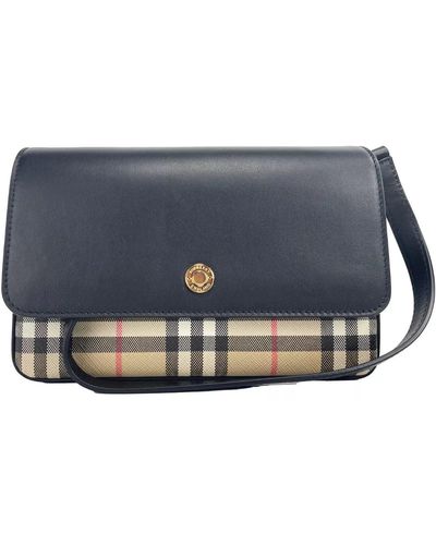 Burberry New Hampshire Small Check Leather Crossbody Bag - Blue