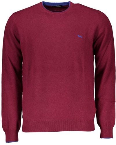 Harmont & Blaine Chic Crew Neck Sweater With Contrast Details - Red