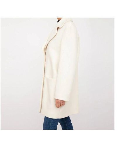 Love Moschino Elegant Long Wool-blend Coat With Embroidery - White