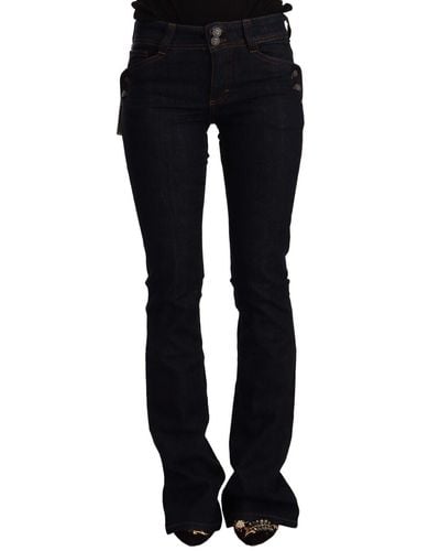 John Galliano Mid Waist Cotton Denim Flared Jeans - Black