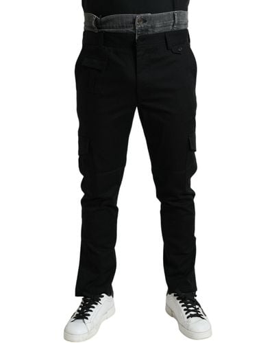 Dolce & Gabbana Black Gray Slim Cotton Denim Jeans Pants