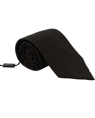 Dolce & Gabbana Black Gray Polka Dot 100% Silk Neck Papillon Tie – AUMI 4