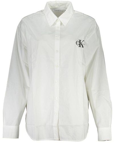 Calvin Klein Elegant Long-Sleeved Cotton Shirt - White