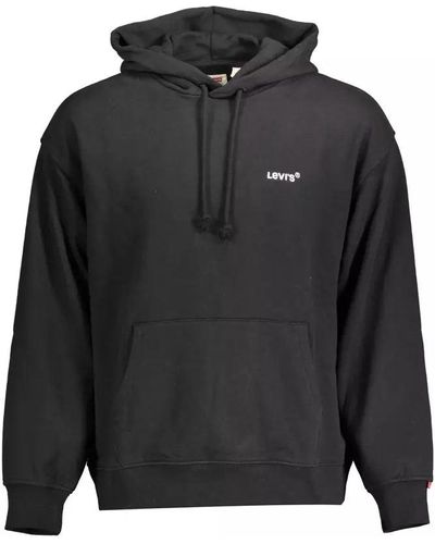 Levi's Sleek Black Cotton Hoodie With Embroidered Logo
