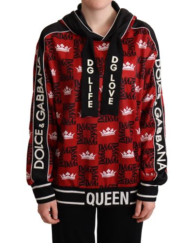 Dolce & Gabbana Multicolor Dg Queen Hooded Sweatshirt Sweater - Red