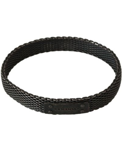 Ermanno Scervino Silver Branded Metal Steel Unisex Bracelet - Black