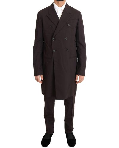 Dolce & Gabbana Bordeaux Wool Stretch Long Piece Suit - Black