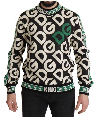 Dolce & Gabbana Green Black Cotton Pullover Mania Logo Sweater