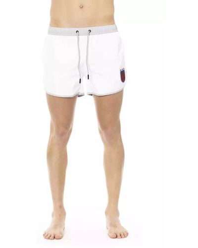 Bikkembergs Elegant Swim Shorts With Unique Front Print - White