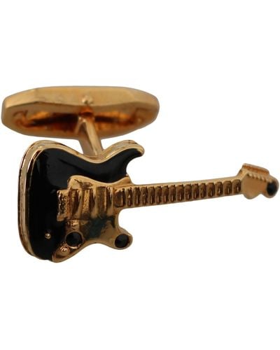 Dolce & Gabbana Brass Music Guitar Branded Accessory Cufflinks - Black