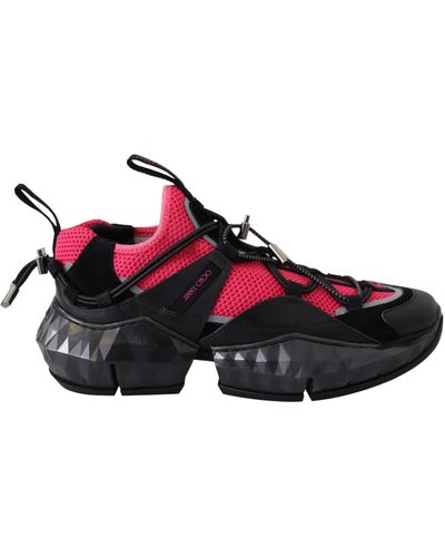 Jimmy Choo Diamond Pink Leather Sneaker - Black
