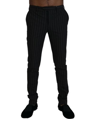 Bencivenga Elegant Striped Viscose Dress Pants For - Black