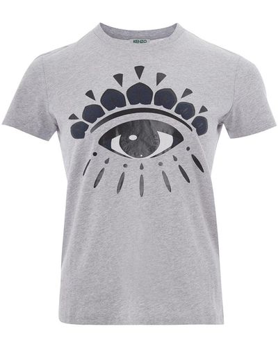 KENZO Stylish Eye Print T-Shirt - Gray