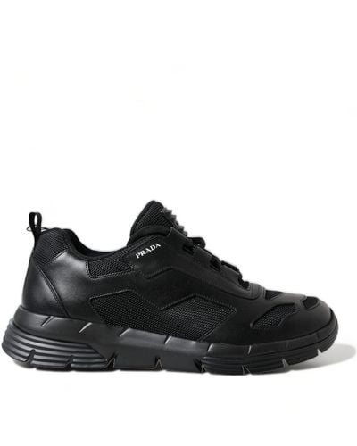 Prada Black Mesh Panel Low Top Twist Sneakers Sneakers Shoes