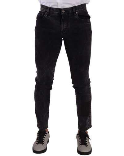 Dolce & Gabbana Sleek Slim-Fit Designer Jeans - Black