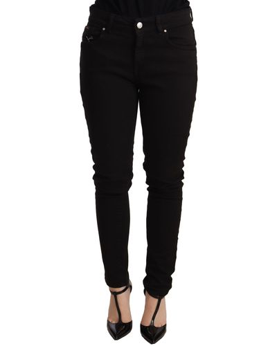 Dolce & Gabbana Black Skinny Denim Logo Cotton Stretch Jeans