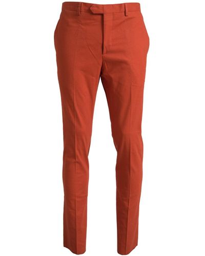Bencivenga Orange Straight Fit Men Formal Pants Pants - Red