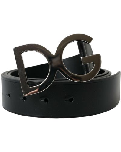 Dolce & Gabbana Elegant Calf Leather Belt With Metal Buckle - Black