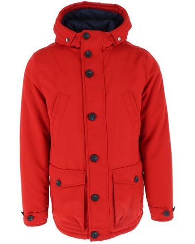 North Sails Long Sleeve Zipped And Buttoned Hooded Jacket - Red