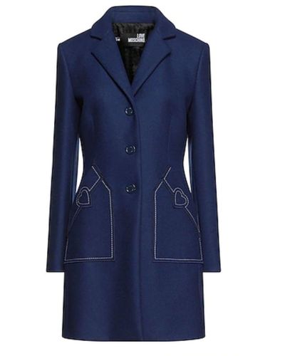 Love Moschino Love Wool Jackets Coat - Blue