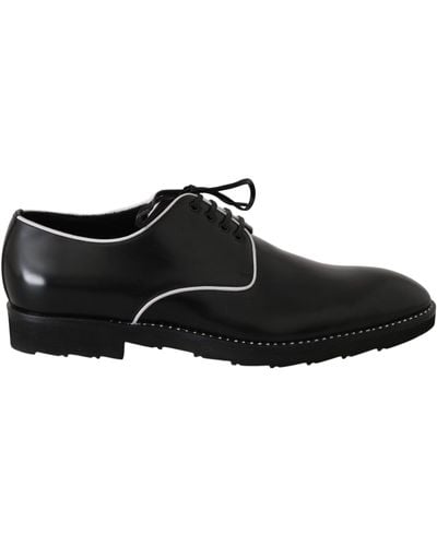 Dolce & Gabbana Leather Line Derby Shoes Black Mv2354