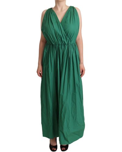 Dolce & Gabbana Elegant Deep Sleeveless A-Line Dress - Green