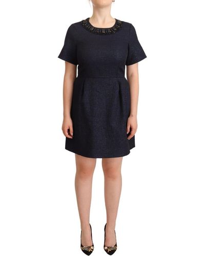 L'Autre Chose Embellished Short Sleeves Mini A-line Dress - Black