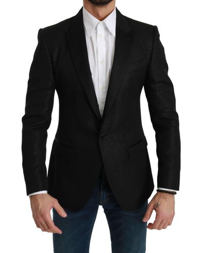 Dolce & Gabbana Dolce Gabbana Slim Fit Jacket Martini Blazer - Black