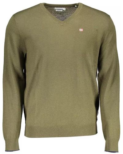 Napapijri Elegant V-Neck Wool Sweater - Green