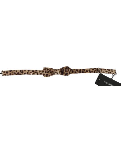 Dolce & Gabbana Exquisite Silk Leopard Print Bow Tie - Brown