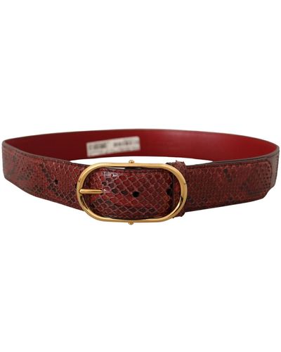 Dolce & Gabbana Elegant Snakeskin Leather Belt - Red