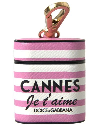 Dolce & Gabbana Chic Stripe Leather Airpods Case - Red