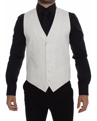 Dolce & Gabbana Cotton Silk Blend Dress Vest Blazer - White