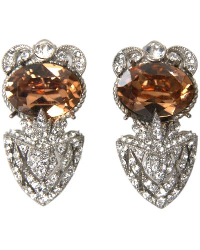 Dolce & Gabbana Crystal Screw Back 925 Sterling Earrings - Metallic