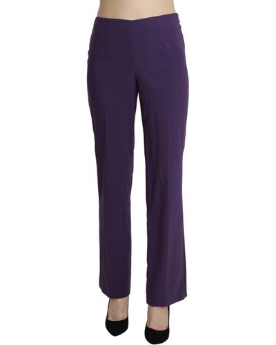 Bencivenga Elegant High Waist Straight Pants - Purple