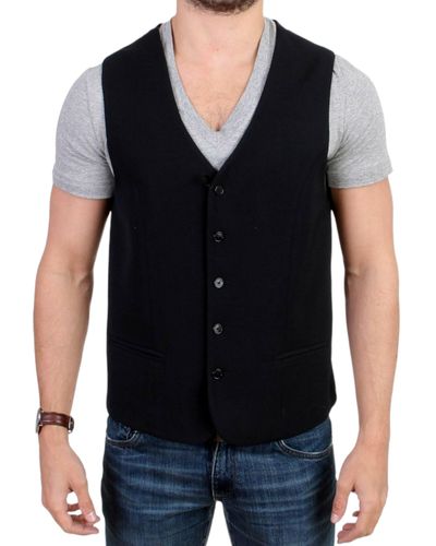CoSTUME NATIONAL Black Wool Blend Casual Vest